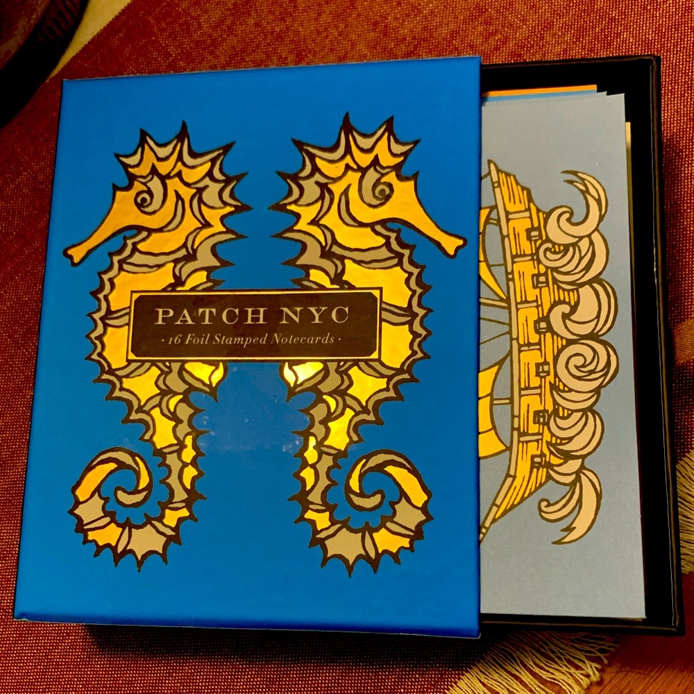 Patch NYC Nautical Foil Stamped Notecards 8 Designs 16 Notecardd Sealife Ocean